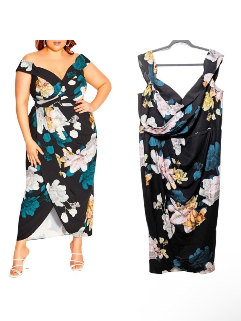 NWT CITY CHIC Floral Off the Shoulder Tulip Hem Maxi Dress 22